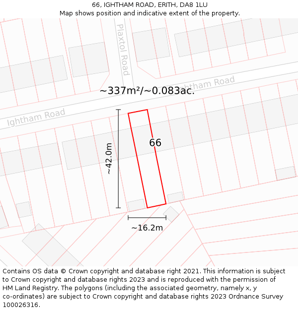 66, IGHTHAM ROAD, ERITH, DA8 1LU: Plot and title map