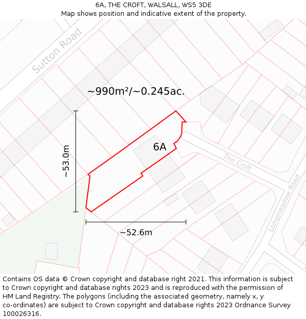 6A, THE CROFT, WALSALL, WS5 3DE: Plot and title map