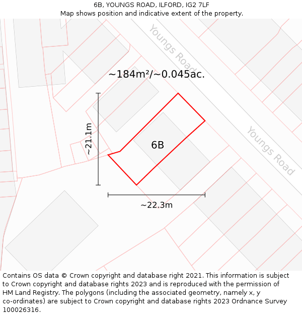 6B, YOUNGS ROAD, ILFORD, IG2 7LF: Plot and title map
