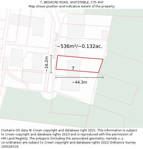 7, BENACRE ROAD, WHITSTABLE, CT5 4NY: Plot and title map