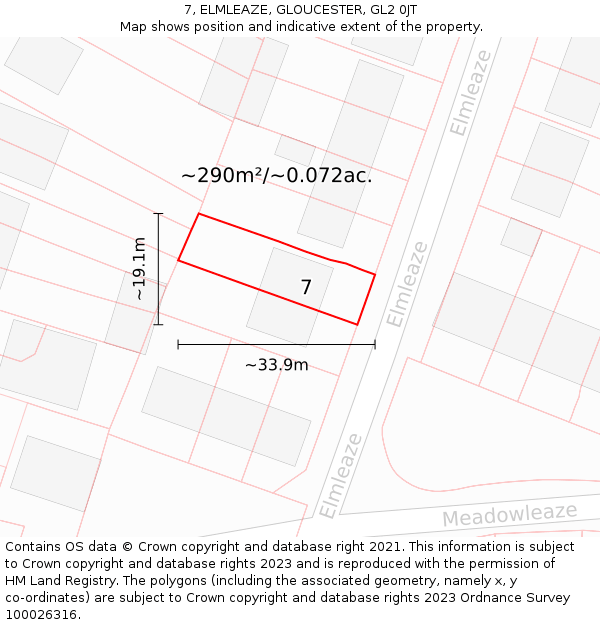 7, ELMLEAZE, GLOUCESTER, GL2 0JT: Plot and title map