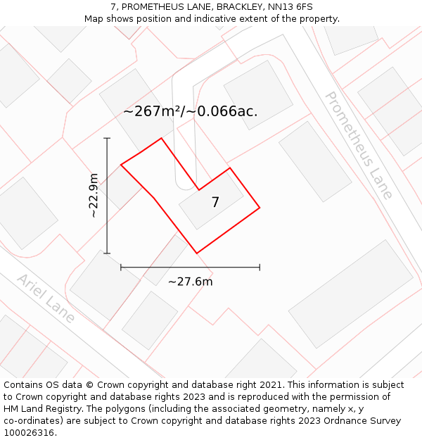 7, PROMETHEUS LANE, BRACKLEY, NN13 6FS: Plot and title map