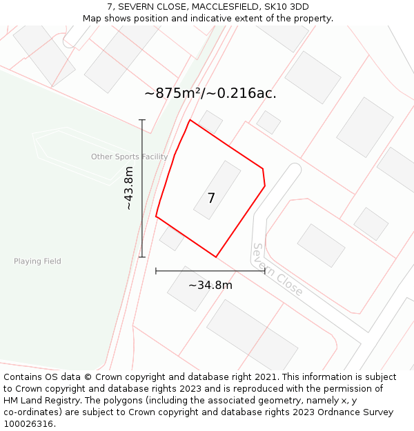 7, SEVERN CLOSE, MACCLESFIELD, SK10 3DD: Plot and title map