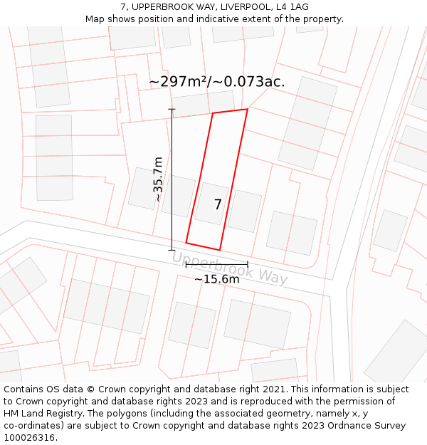 7, UPPERBROOK WAY, LIVERPOOL, L4 1AG: Plot and title map
