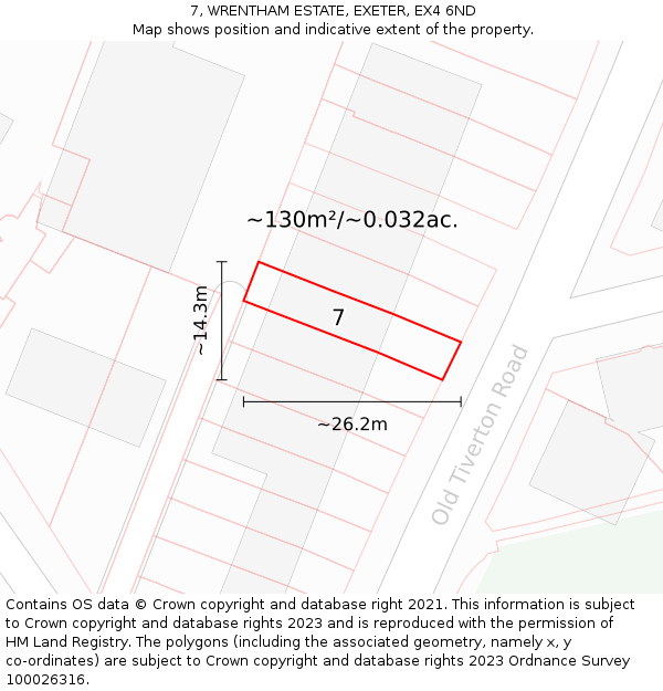 7, WRENTHAM ESTATE, EXETER, EX4 6ND: Plot and title map
