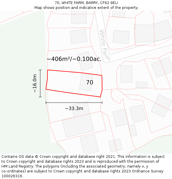 70, WHITE FARM, BARRY, CF62 9EU: Plot and title map