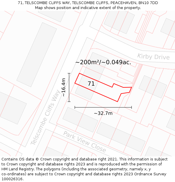71, TELSCOMBE CLIFFS WAY, TELSCOMBE CLIFFS, PEACEHAVEN, BN10 7DD: Plot and title map