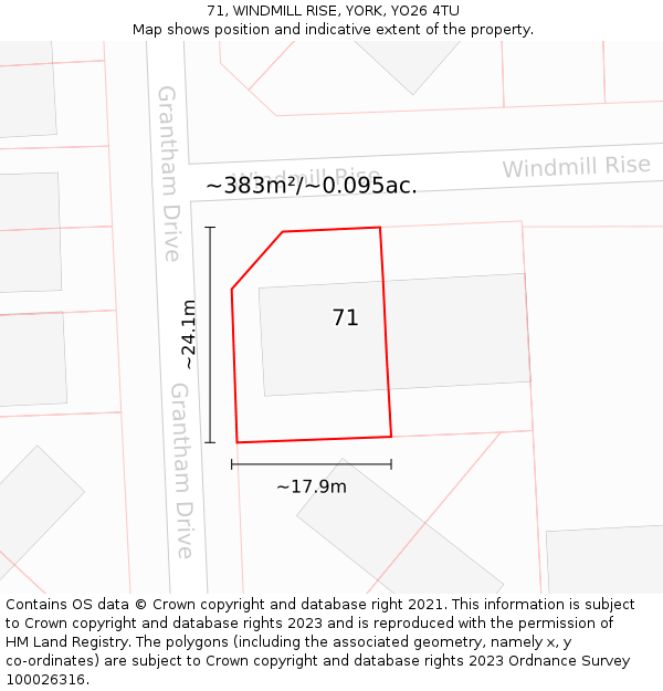 71, WINDMILL RISE, YORK, YO26 4TU: Plot and title map