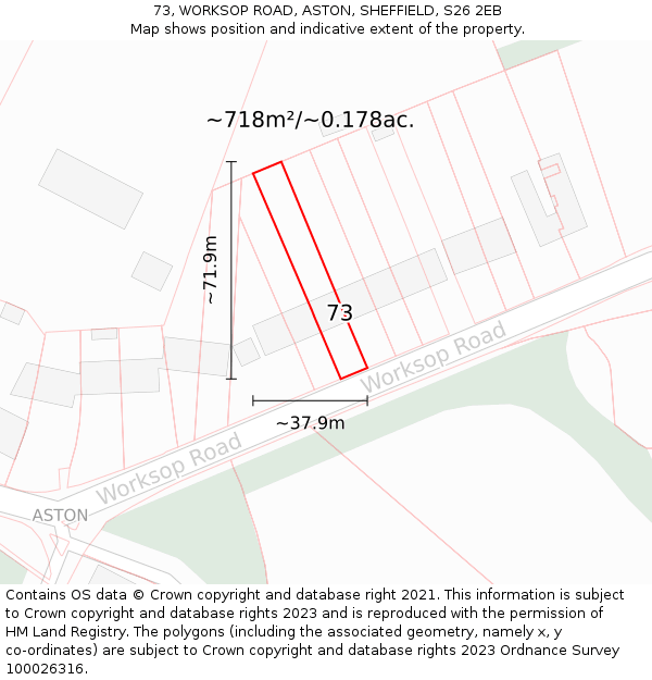 73, WORKSOP ROAD, ASTON, SHEFFIELD, S26 2EB: Plot and title map