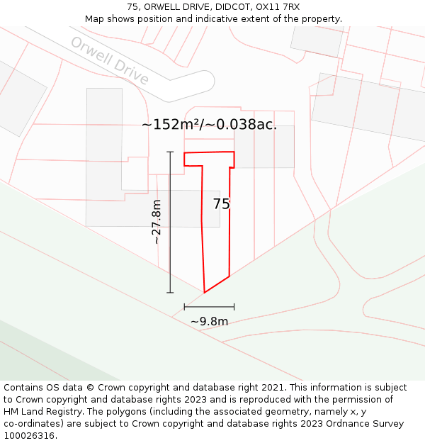 75, ORWELL DRIVE, DIDCOT, OX11 7RX: Plot and title map