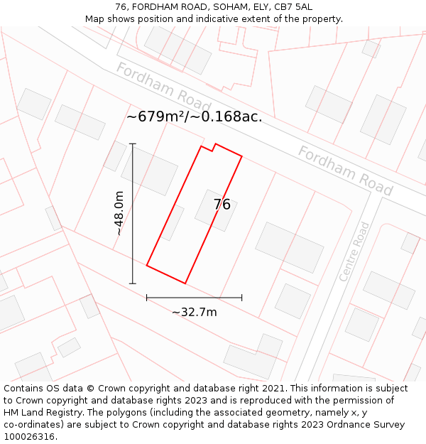 76, FORDHAM ROAD, SOHAM, ELY, CB7 5AL: Plot and title map