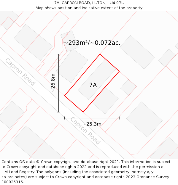 7A, CAPRON ROAD, LUTON, LU4 9BU: Plot and title map