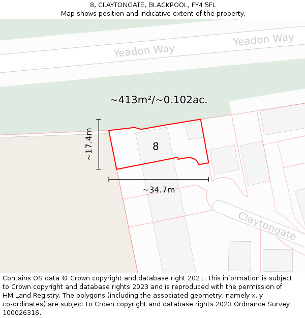 8, CLAYTONGATE, BLACKPOOL, FY4 5FL: Plot and title map