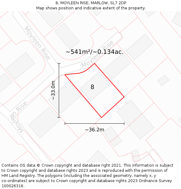 8, MOYLEEN RISE, MARLOW, SL7 2DP: Plot and title map