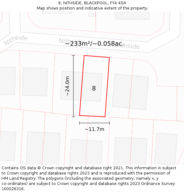 8, NITHSIDE, BLACKPOOL, FY4 4SA: Plot and title map