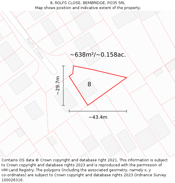 8, ROLFS CLOSE, BEMBRIDGE, PO35 5RL: Plot and title map