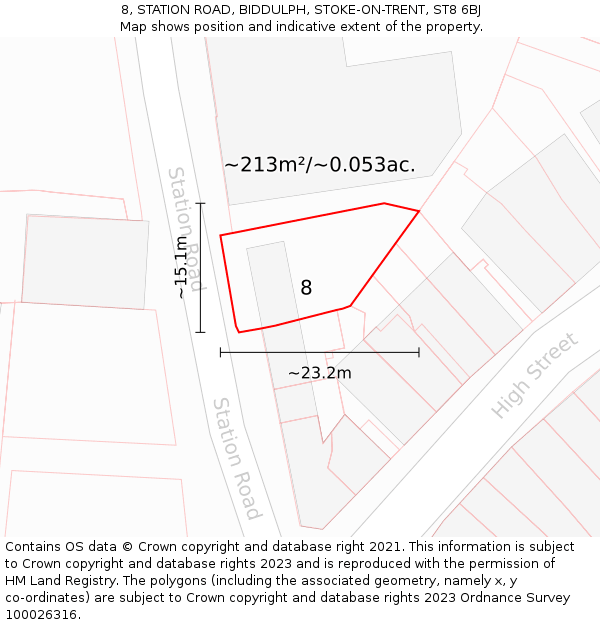 8, STATION ROAD, BIDDULPH, STOKE-ON-TRENT, ST8 6BJ: Plot and title map