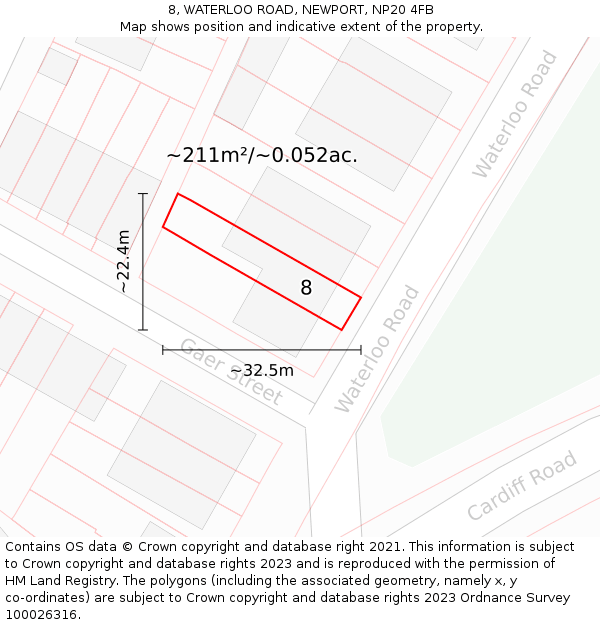 8, WATERLOO ROAD, NEWPORT, NP20 4FB: Plot and title map