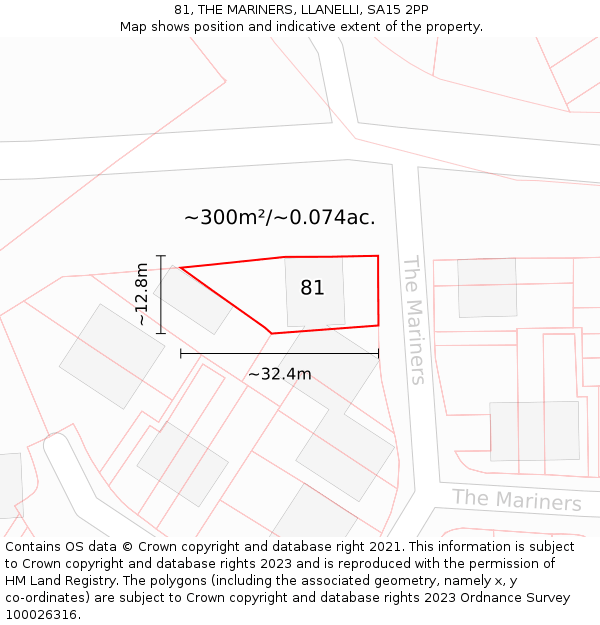 81, THE MARINERS, LLANELLI, SA15 2PP: Plot and title map