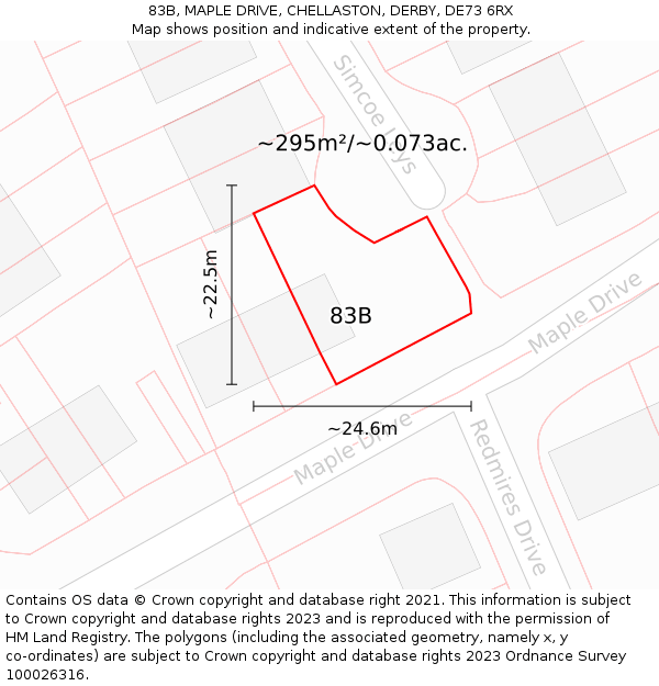 83B, MAPLE DRIVE, CHELLASTON, DERBY, DE73 6RX: Plot and title map