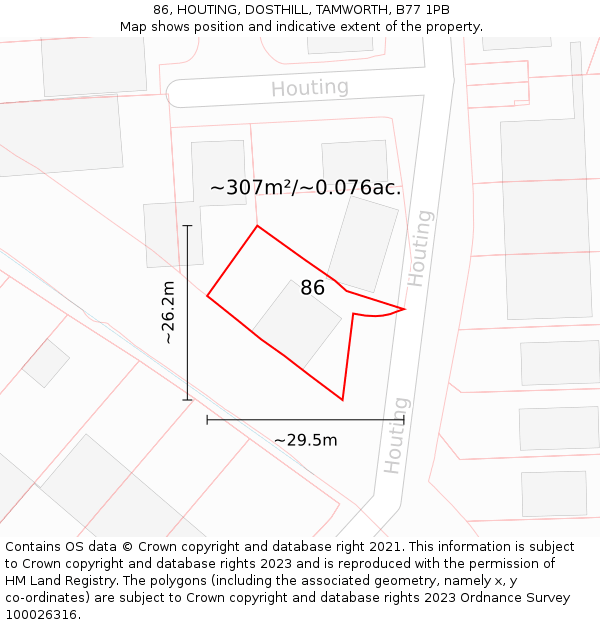 86, HOUTING, DOSTHILL, TAMWORTH, B77 1PB: Plot and title map