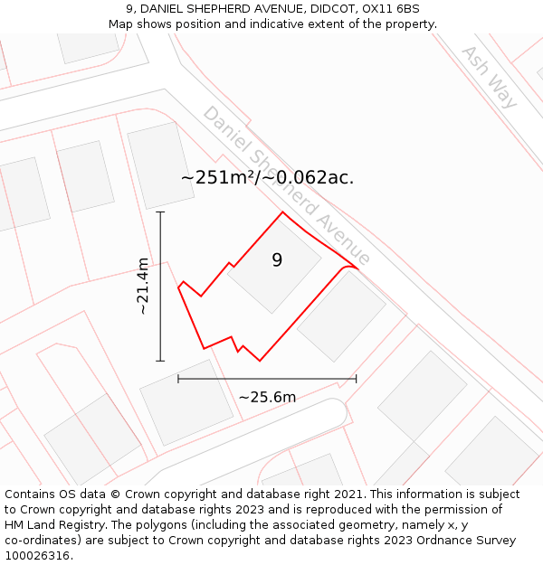 9, DANIEL SHEPHERD AVENUE, DIDCOT, OX11 6BS: Plot and title map