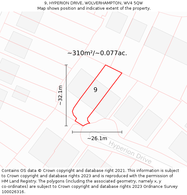 9, HYPERION DRIVE, WOLVERHAMPTON, WV4 5QW: Plot and title map