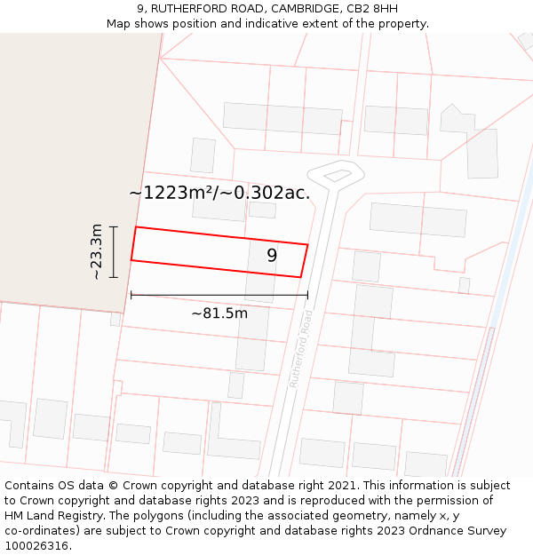 9, RUTHERFORD ROAD, CAMBRIDGE, CB2 8HH: Plot and title map