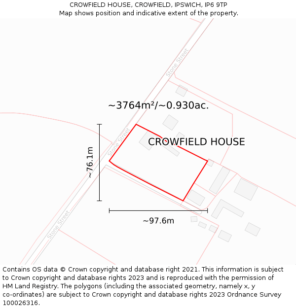 CROWFIELD HOUSE, CROWFIELD, IPSWICH, IP6 9TP: Plot and title map