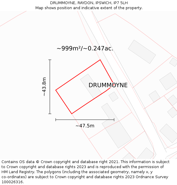 DRUMMOYNE, RAYDON, IPSWICH, IP7 5LH: Plot and title map
