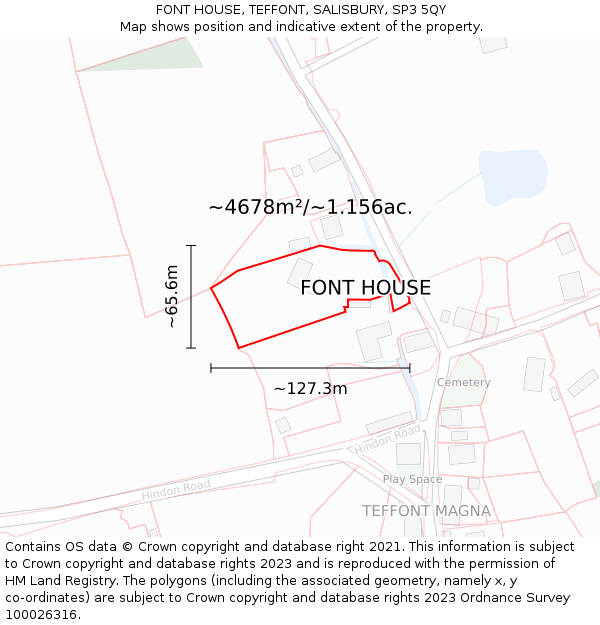 FONT HOUSE, TEFFONT, SALISBURY, SP3 5QY: Plot and title map