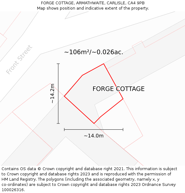 FORGE COTTAGE, ARMATHWAITE, CARLISLE, CA4 9PB: Plot and title map