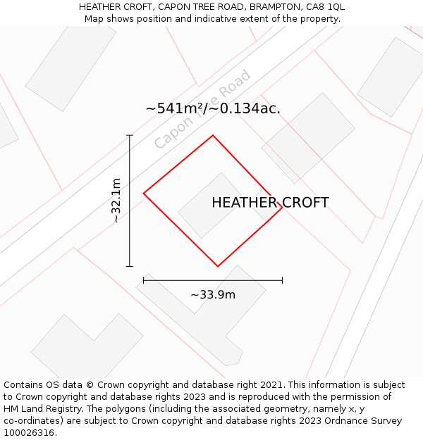 HEATHER CROFT, CAPON TREE ROAD, BRAMPTON, CA8 1QL: Plot and title map