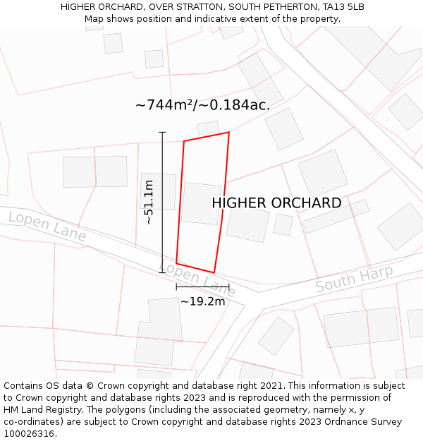 HIGHER ORCHARD, OVER STRATTON, SOUTH PETHERTON, TA13 5LB: Plot and title map