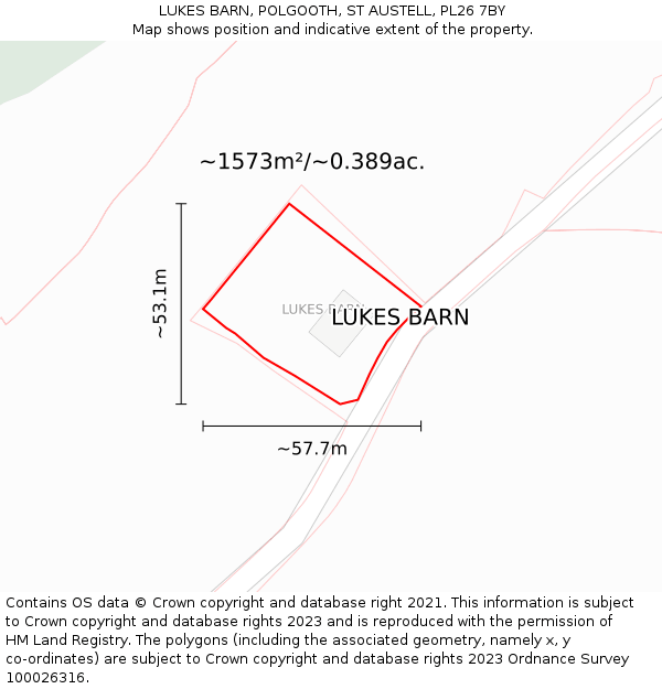 LUKES BARN, POLGOOTH, ST AUSTELL, PL26 7BY: Plot and title map