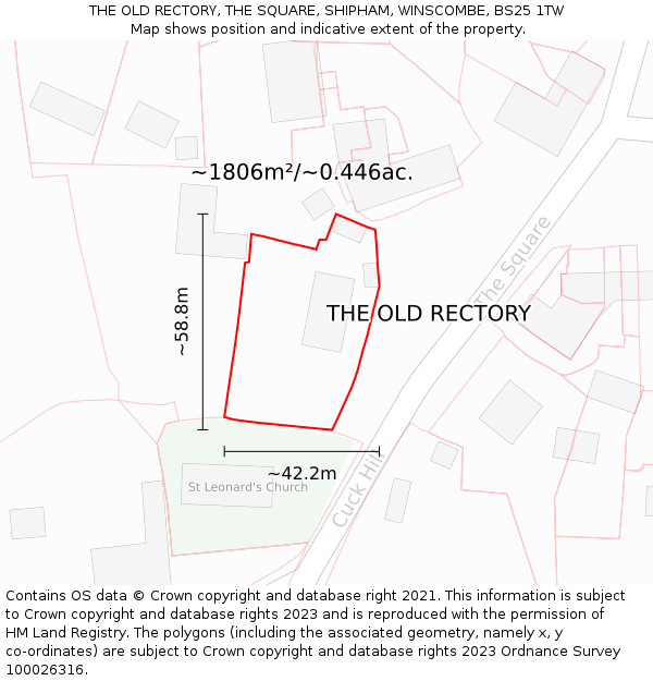 THE OLD RECTORY, THE SQUARE, SHIPHAM, WINSCOMBE, BS25 1TW: Plot and title map