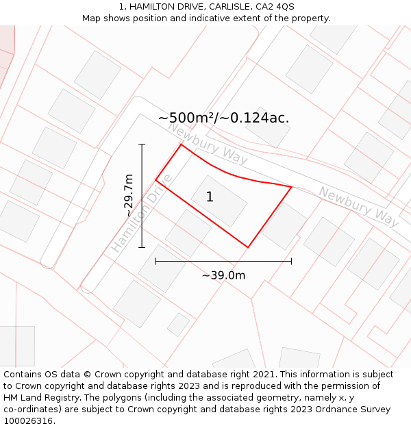 1, HAMILTON DRIVE, CARLISLE, CA2 4QS: Plot and title map
