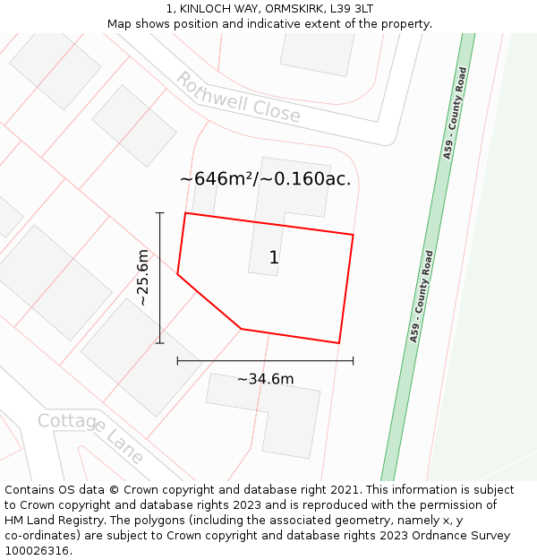 1, KINLOCH WAY, ORMSKIRK, L39 3LT: Plot and title map