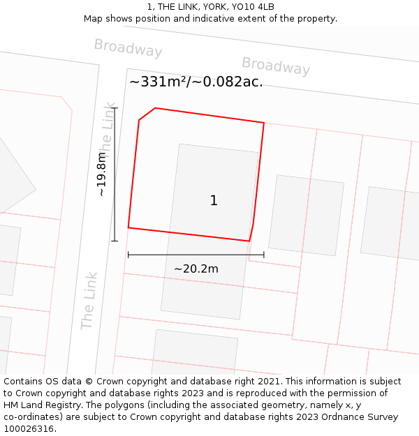 1, THE LINK, YORK, YO10 4LB: Plot and title map