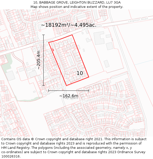 10, BABBAGE GROVE, LEIGHTON BUZZARD, LU7 3GA: Plot and title map