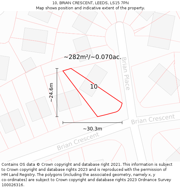 10, BRIAN CRESCENT, LEEDS, LS15 7PN: Plot and title map