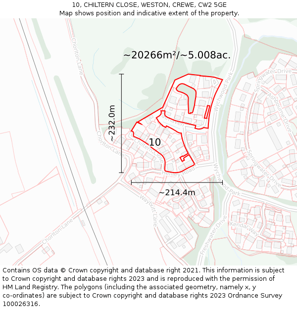 10, CHILTERN CLOSE, WESTON, CREWE, CW2 5GE: Plot and title map