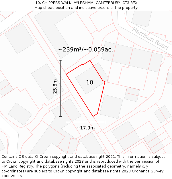 10, CHIPPERS WALK, AYLESHAM, CANTERBURY, CT3 3EX: Plot and title map