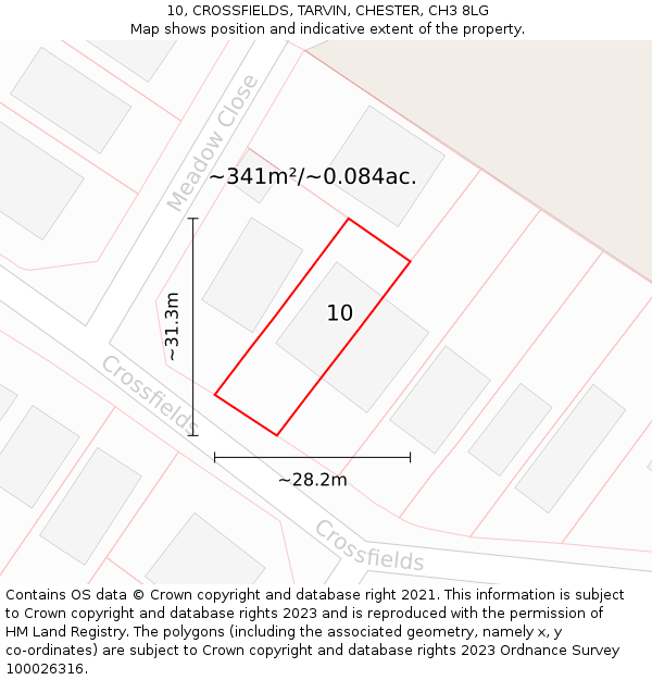 10, CROSSFIELDS, TARVIN, CHESTER, CH3 8LG: Plot and title map