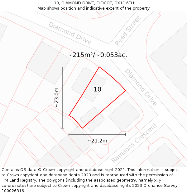 10, DIAMOND DRIVE, DIDCOT, OX11 6FH: Plot and title map