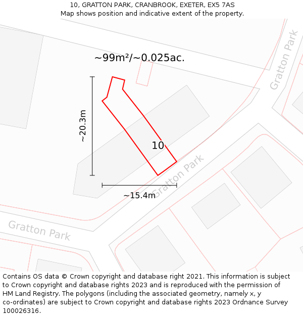 10, GRATTON PARK, CRANBROOK, EXETER, EX5 7AS: Plot and title map
