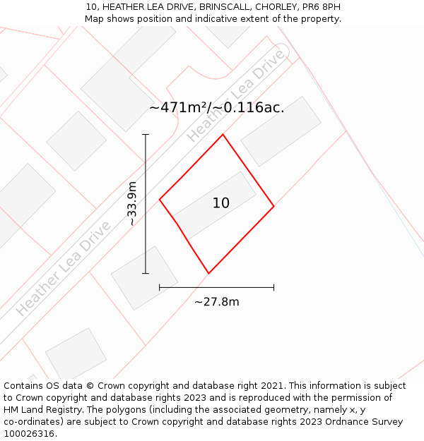 10, HEATHER LEA DRIVE, BRINSCALL, CHORLEY, PR6 8PH: Plot and title map