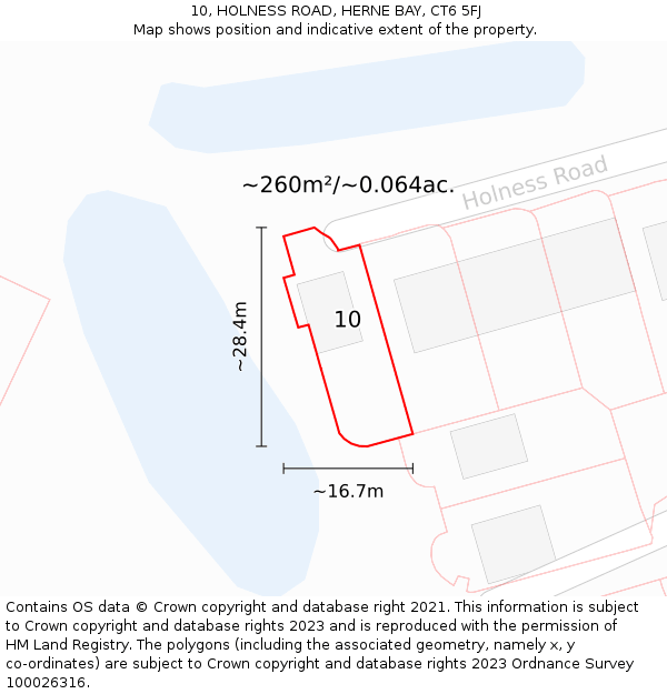 10, HOLNESS ROAD, HERNE BAY, CT6 5FJ: Plot and title map