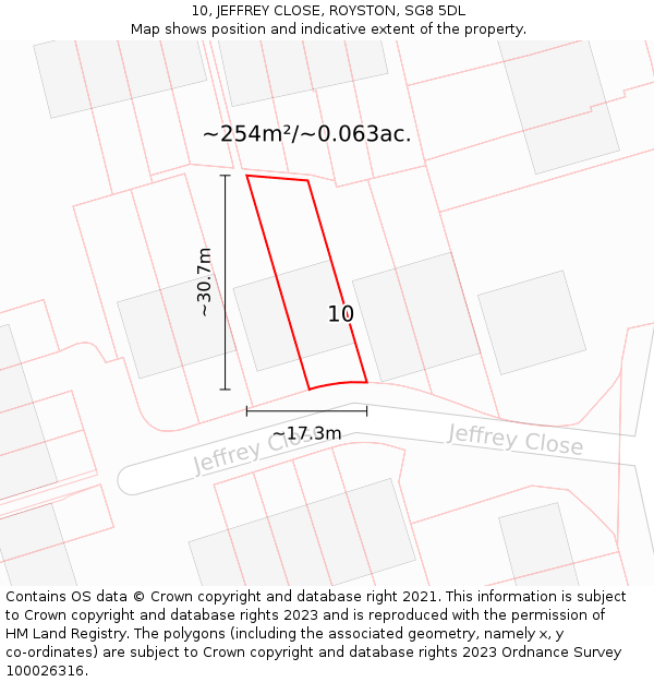 10, JEFFREY CLOSE, ROYSTON, SG8 5DL: Plot and title map