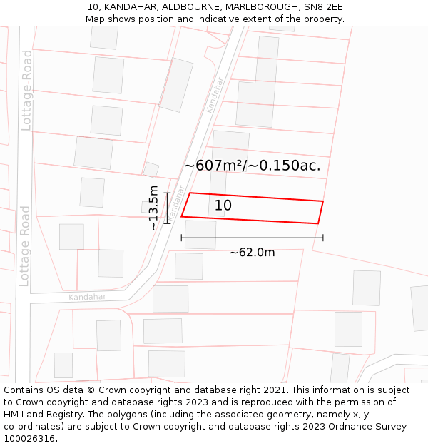10, KANDAHAR, ALDBOURNE, MARLBOROUGH, SN8 2EE: Plot and title map